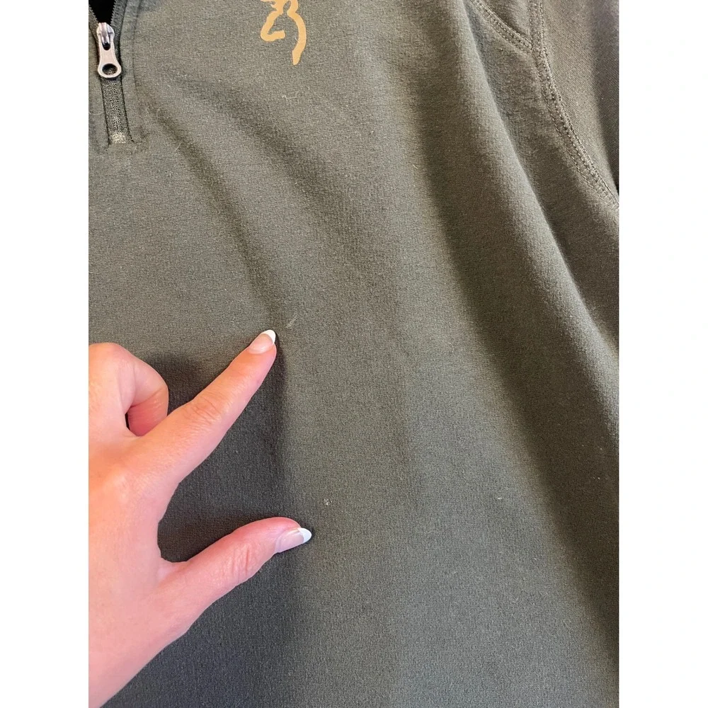Browning Sweatshirt Fits Mens XXL 2XL Olive Green Quarter Zip Pullover XXXL 3TG